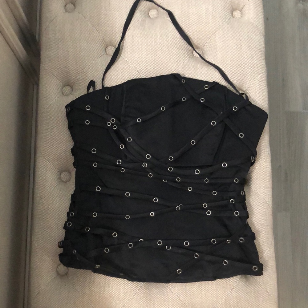Bebe Halter - Tube top back zipped.